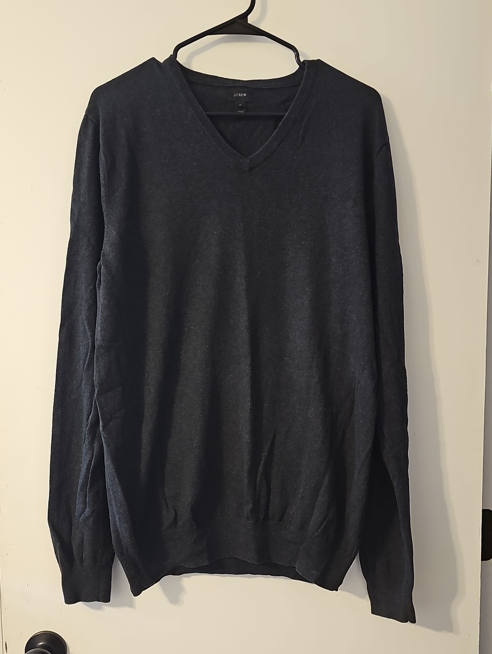 J Crew Dark Gray V-Neck Cashmere Blend Sweater Men's XL TALL